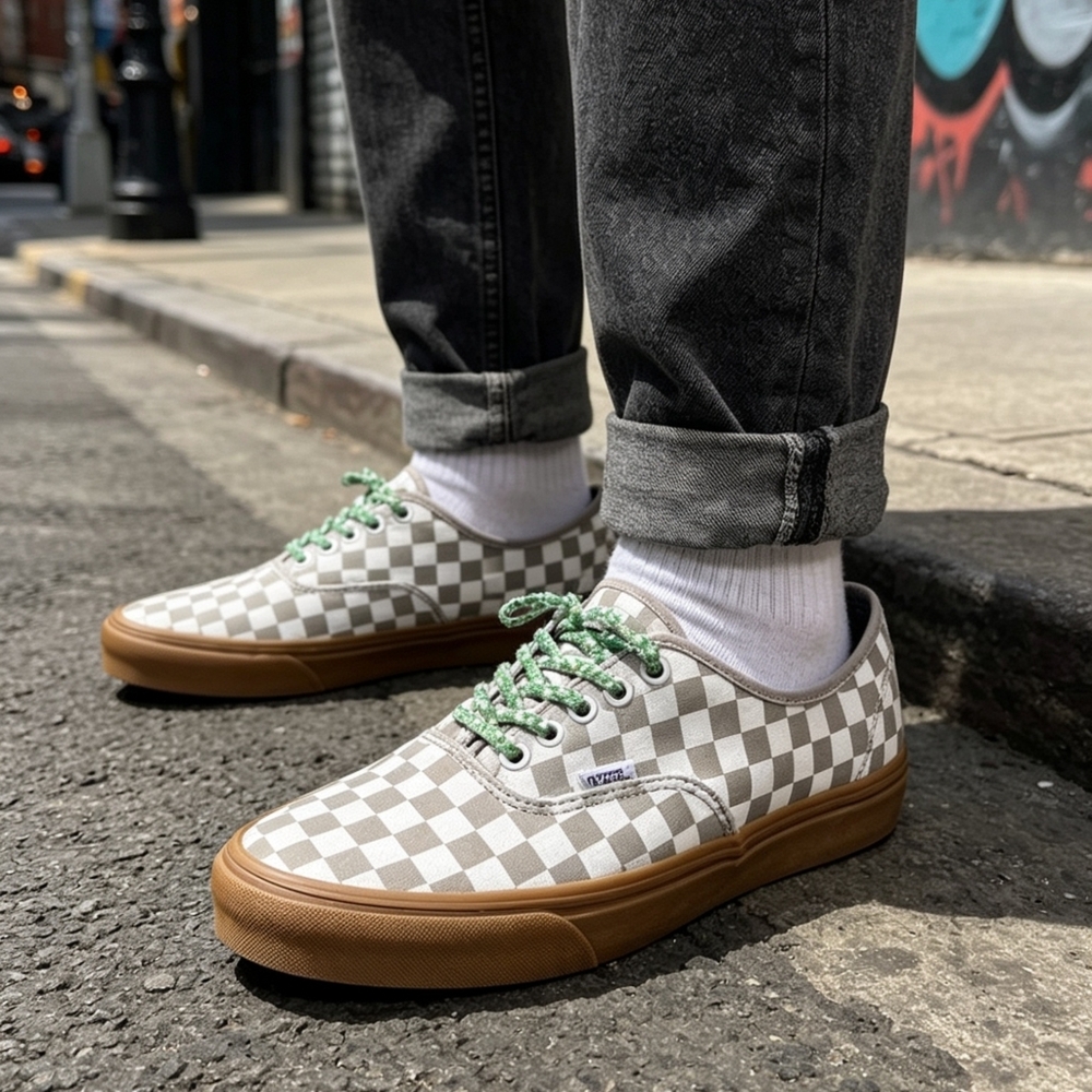 Vans Authentic Checkerboard Moon Rock Sneakers Men’s Size 11 Gum Sole NWT